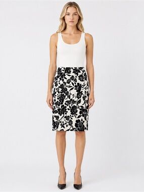 Review Australia Cascade Floral Velvet Flocked Pencil Skirt Size 8 US (12 AU)
